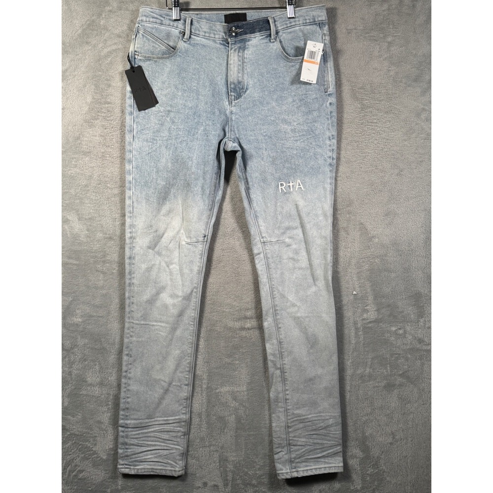 RtA Jeans Mens 33 Light Blue Denim Bryant Skinny Distressed